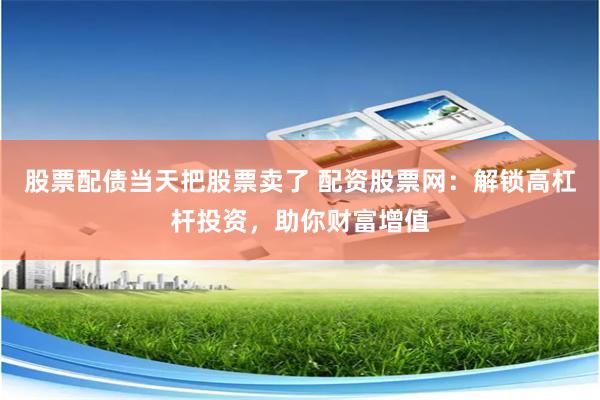 股票配债当天把股票卖了 配资股票网：解锁高杠杆投资，助你财富增值